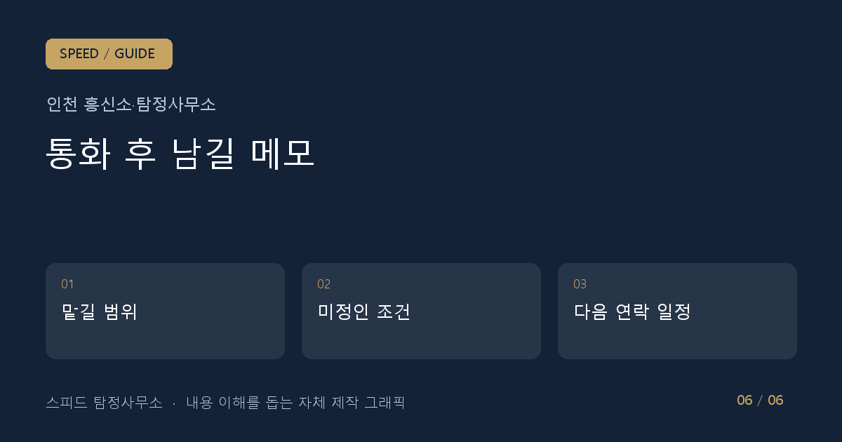 통화 후 남길 메모: 맡길 범위 → 미정인 조건 → 다음 연락 일정